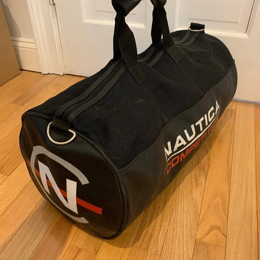 Vintage 90s Nautica Competition Duffle Gym Bag Red